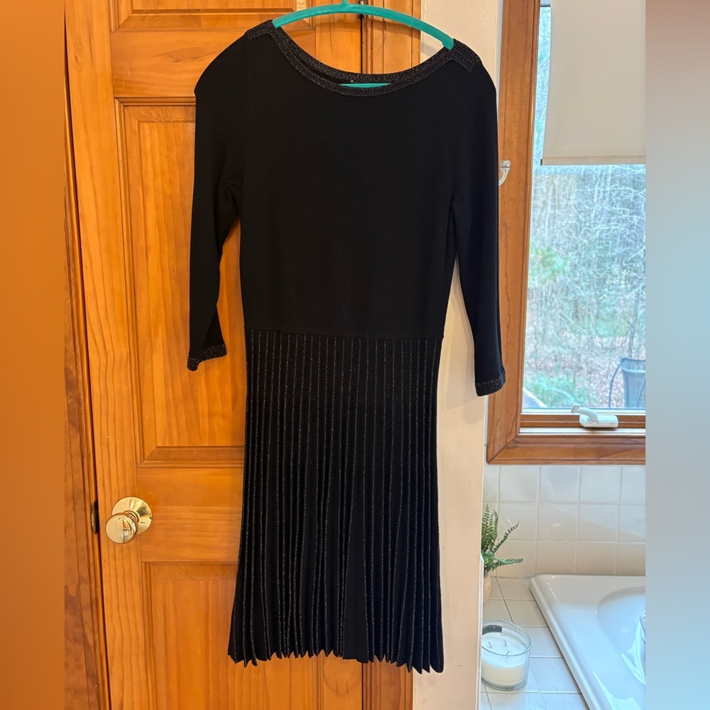 Ann Taylor Black Sparkly 3/4 Sleeve Dress
